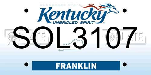 SOL3107 Kentucky License Plate