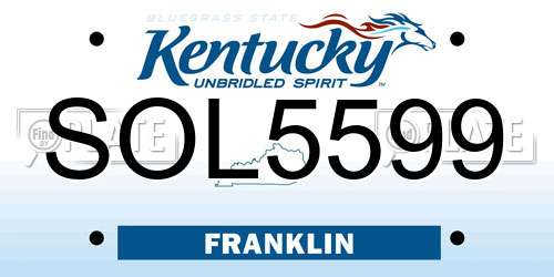 SOL5599 Kentucky License Plate