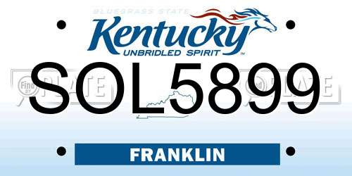 SOL5899 Kentucky License Plate
