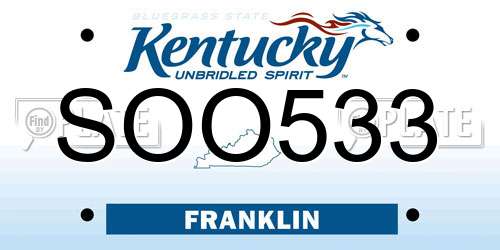SOO533 Kentucky License Plate