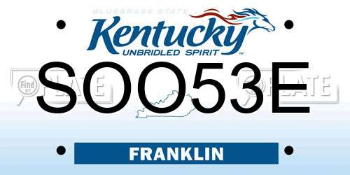 SOO53E Kentucky License Plate