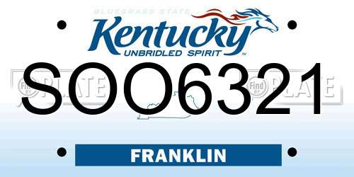SOO6321 Kentucky License Plate
