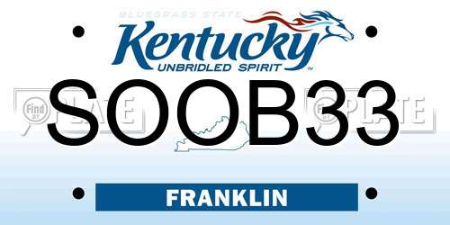 SOOB33 Kentucky License Plate