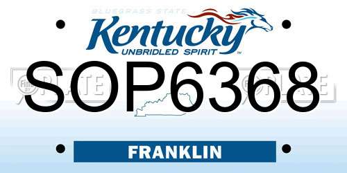 SOP6368 Kentucky License Plate