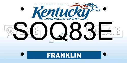 SOQ83E Kentucky License Plate