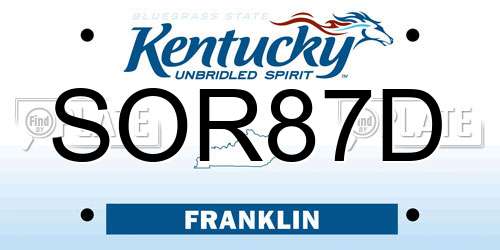 SOR87D Kentucky License Plate