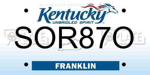 SOR87O Kentucky License Plate