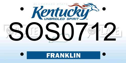 SOS0712 Kentucky License Plate