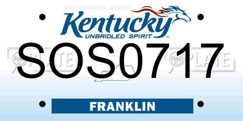 SOS0717 Kentucky License Plate