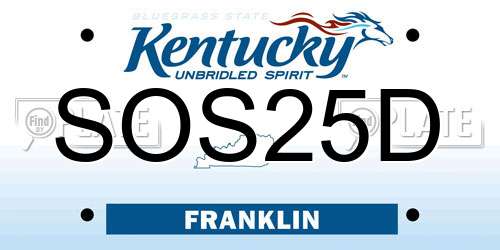 SOS25D Kentucky License Plate