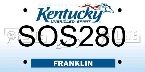 SOS280 Kentucky License Plate