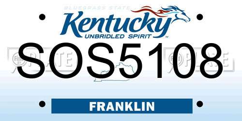 SOS5108 Kentucky License Plate