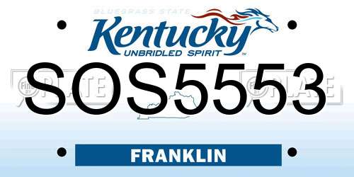 SOS5553 Kentucky License Plate