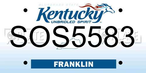 SOS5583 Kentucky License Plate