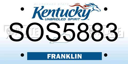 SOS5883 Kentucky License Plate