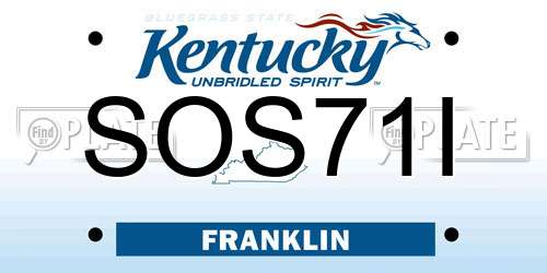 SOS71I Kentucky License Plate
