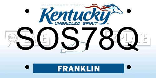 SOS78Q Kentucky License Plate
