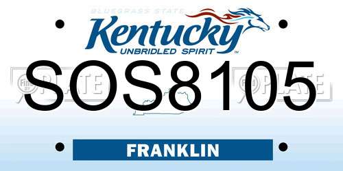 SOS8105 Kentucky License Plate