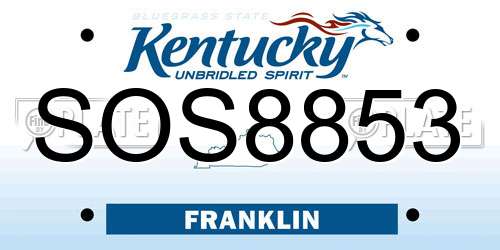 SOS8853 Kentucky License Plate
