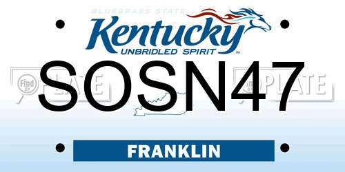 SOSN47 Kentucky License Plate