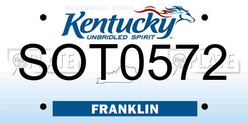 SOT0572 Kentucky License Plate