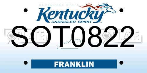 SOT0822 Kentucky License Plate