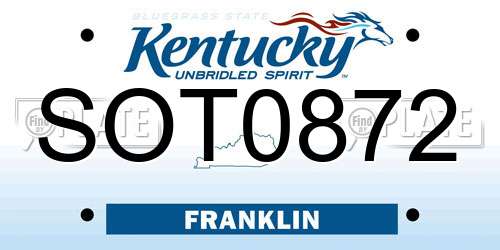 SOT0872 Kentucky License Plate