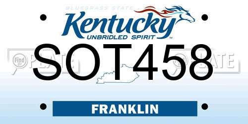 SOT458 Kentucky License Plate