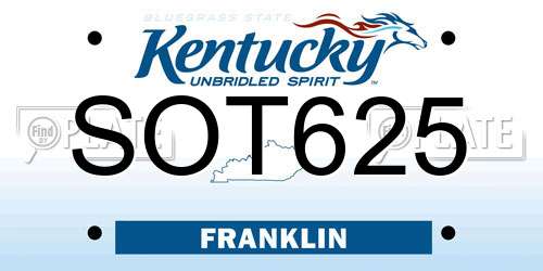 SOT625 Kentucky License Plate