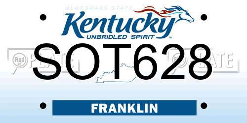 SOT628 Kentucky License Plate