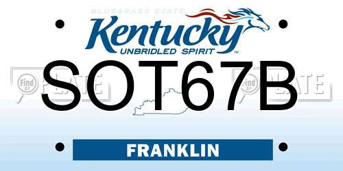 SOT67B Kentucky License Plate