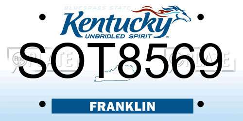 SOT8569 Kentucky License Plate