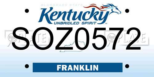 SOZ0572 Kentucky License Plate