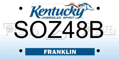 SOZ48B Kentucky License Plate