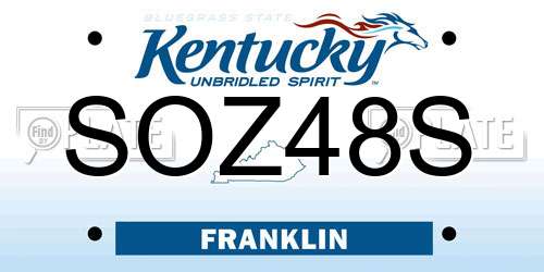 SOZ48S Kentucky License Plate
