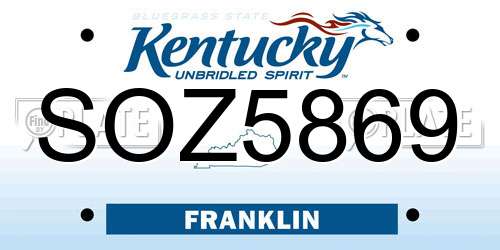 SOZ5869 Kentucky License Plate