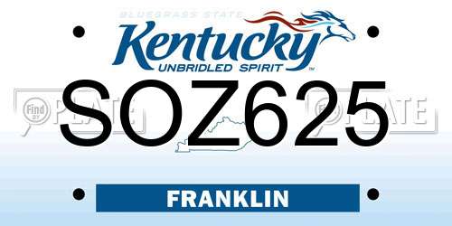 SOZ625 Kentucky License Plate
