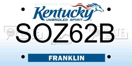 SOZ62B Kentucky License Plate
