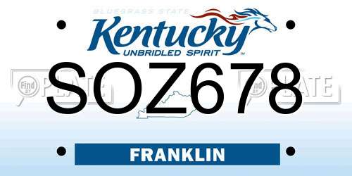 SOZ678 Kentucky License Plate