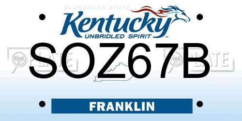 SOZ67B Kentucky License Plate
