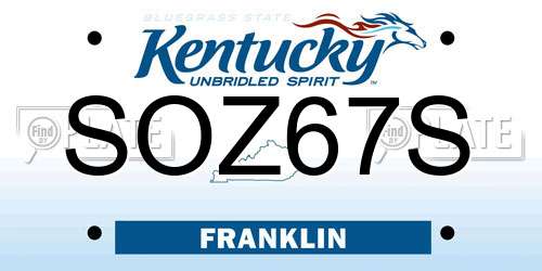 SOZ67S Kentucky License Plate
