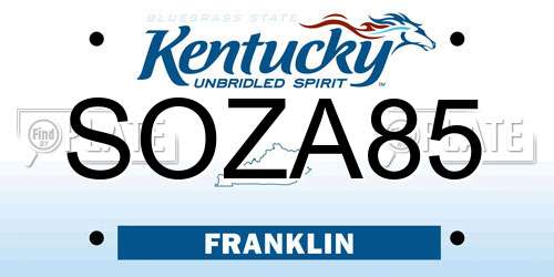 SOZA85 Kentucky License Plate