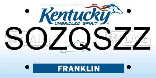 SOZQSZZ Kentucky License Plate