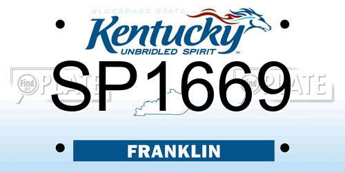 SP1669 Kentucky License Plate