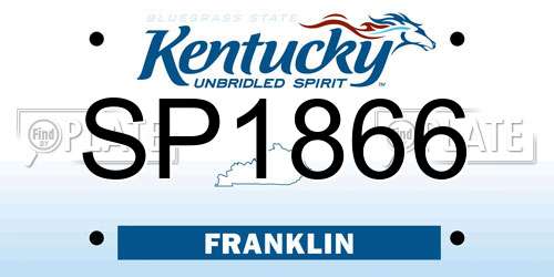SP1866 Kentucky License Plate