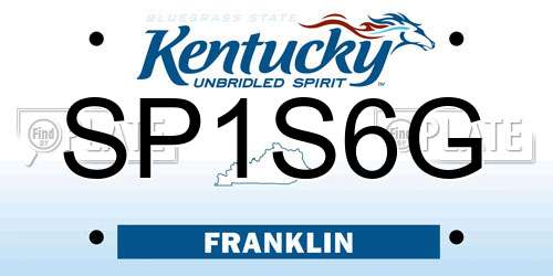 SP1S6G Kentucky License Plate