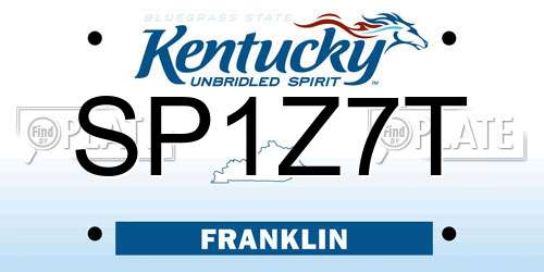 SP1Z7T Kentucky License Plate