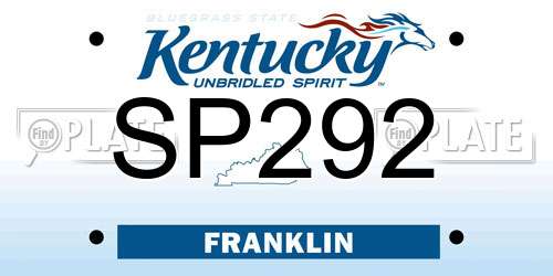 SP292 Kentucky License Plate