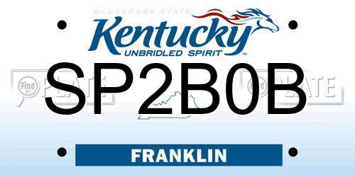 SP2B0B Kentucky License Plate