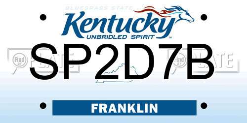 SP2D7B Kentucky License Plate